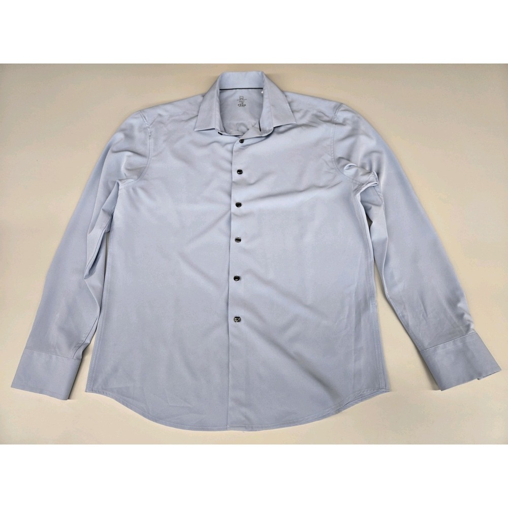 Michael Strahan Men's Blue Modern Fit Long Sleeve Button Up Size Large